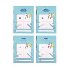 인디고어린이 초등 수학 풀이 노트 - 학교생활 (4분할 모눈 스프링), 4개, 블루