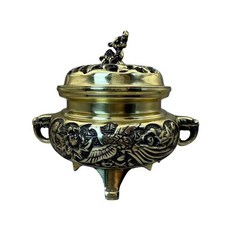 仿古獅頭耳環鏤空香爐 祭祀供奉香爐 祖先牌位香爐, 1個