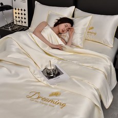 床單單件空調被子四季通用冰絲夏涼被刺繡夏被四件套單人輕奢