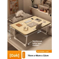 다기능 접이식 컴퓨터 책상 소형 테이블 보드 기숙사 만화 학습 간단한 가정용 게으른 사무실, 17 나뭇결-4870cm 정사각형 + 코스터