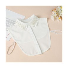 진주 장식 포인트 자수 탈부착 페이크 카라