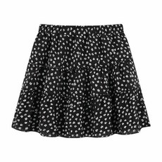 Yellwell여성용 플로럴 패턴 3단 캉캉 미니 스커트LYT