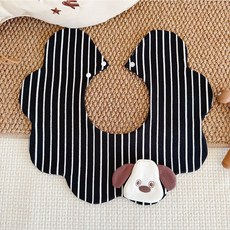ins風韓版新款寶寶圍嘴嬰兒口水巾玩偶雙面口水兜百搭圍兜0-1-2歲, 1個, 斑比黑底條條狗