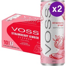 보스 스트로베리 진저 무설탕 스파클링 워터 탄산 330ml 10캔 3.56kg 2개 VOSS Strawberry Ginger Sparkling Water