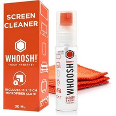 WHOOSH Screen Shine Go - 1 fl oz 리필형 화면 세척 키트 (마이크로파이버 천 포함 MacBook 휴대폰 iPad 및 안경용) 강력한 잔여물 없는, 1 fl oz (Pack of 1)