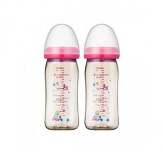 仿真觸感PPSU奶瓶, 玩具圖案透明色, 無奶嘴, 240ml, 2個