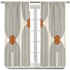 AuiMzoo 보헤미안 미드 센추리 모던 커튼 미니멀리스트 추상 기하학적 아치 선라인 트림 침실 거실용 암막 커튼 106.7 x 114.4cm(42 45인치) 125344