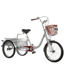 성인 삼륜 자전거 노인 어른 바구니 짐수레 중년, E. 308-실버아이언버킷유압충격흡수, 1개