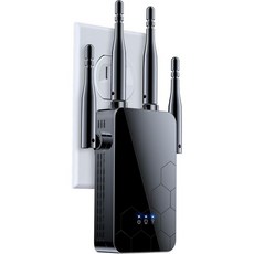 WiFi Extender 인터넷 부스터 10000제곱피트 장거리 중계기 무선 증폭기 1탭 설정 메시 Wi-Fi 80 더 빠르고 그 어느 때보다 넓은 범위 많은 네트워크 장치 지, WiFi Extender 인터넷 부스터 10000제곱피