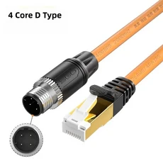 M12에서 RJ45 이더넷 케이블로 변환 높은 유연성 이중 차폐 인코딩 산업용 Cat8 4/8 코어 A/D 타입 IP67 방, 01 4 Core D Type, 02 10m