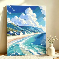 DIY그림그리기 명화그리기 캔버스 유화그리기세트 40 x 50cm, 1개, 008 바닷가 맑은 날