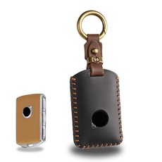 CaseCare XC90 XC60 XC40 S60 S90 V60 V60 V90 Polestar 1 2와 호환되는 키체인 포함 가죽 열쇠 고리 커버 (블랙), CaseCare XC90 XC60 XC40 S60 S9