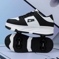 휠리스운동화 바퀴달린신발 충전 롤러스케이트 롤러슈즈, 1개, 518 블랙화이트 포 휠