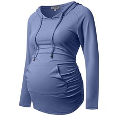 GINKANA 임산부 후디 긴소매 셔츠 캐주얼 임산부 상의 임산부 스웨트셔츠 캐주얼 의류 Gery With Black+Black XXL, X-Large, 퍼플 그레이