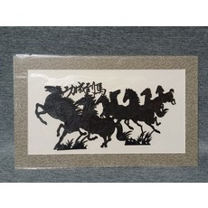 皮影 八駿圖 牛皮雕刻 手工上色, 如圖所示, 1個