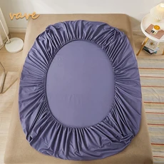 코튼 장착 시트 싱글 더블 킹 퀸 사이즈 매트리스 커버탄성 밴드 침대 린넨, 120x200cmx30cm, 2. Grey blue