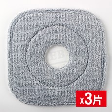 棉柔拖把布 淨汙分離拖把專用 22x22公分 灰色 3入組, 1個, 拖把布3片