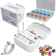 LRDCREEE 자동 보빈 와인더 정지 센서 대형 스풀 실 홀더 및 재봉틀 감기용 25개 포함된 감기 기계