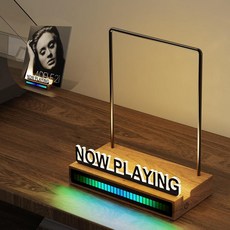 KORRTFID 이제 비닐 레코드 스탠드 재생 중 RGB 사운드 컨트롤 픽업 리듬 라이트 바가 있는 디스플레이 스탠드 지문 방지 아크릴 문자가 따뜻한 흰색 조명, KORRTFID Now Playing 비닐 레코드 스탠