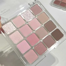 春日韓系16色眼影盤 偽素顏裸妝粉棕蜜瓜新色眼影霧面珠光亮片腮紅, 1個, 甜心粉