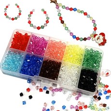 체리아트 5mm 크리스탈 비즈공예 10칸 키트 주판알 유리비즈 키링만들기