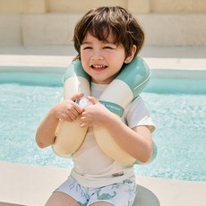 스윔어바웃 아동용 투톤 클래식 넥 튜브 구명조끼 부력보조복 어린이 물놀이, 딥 민트(CN25_06), 1개