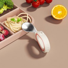 倦透 兒童彎頭叉勺 316L不鏽鋼寶寶輔食餐具 短柄訓練易握, 1個, 單勺 316不銹鋼粉色1個, 316不鏽鋼 粉色, 單勺