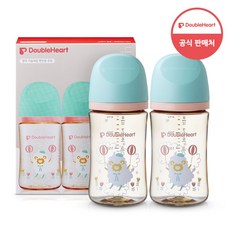 더블하트 모유실감 3세대 트윈팩 240ml 블루밍가든, 1세트, PPSU 하늘을날꼬양