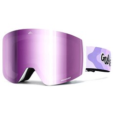 SMT 超廣角磁吸滑雪鏡 可戴眼鏡 REVO鍍膜 防霧高清晰抗UV 滑雪護目鏡 風鏡, 夢幻紫