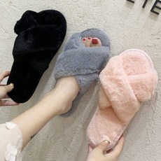 털슬리퍼 여성 방한화 털신발 털신 밍크털 털X슬리퍼, 그레이:230-235mm