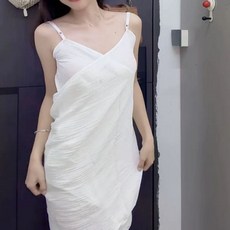 부드러운감촉 순면 원피스가운 끈나시 여자 골프가운 랩업 목욕가운 SWFJE64V, 기본옵션