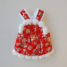 코코스튜디오 반려돟물 코코 할매 밍크원피스, 레드, 1개