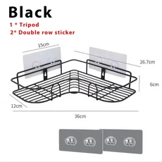 변기 벽걸이 선반 브래킷 욕실 액세서리 정리함 샴푸 드릴이 필요 없는 코너 샤워, 01 Black triangle B