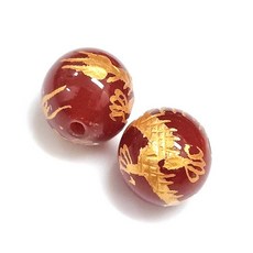 Bead 팔찌원석 10mm 금룡 은룡 금호 금봉황 금거북 팬던트 한팩 2알 원석선택, 10mm 금룡 자마노 (2알)