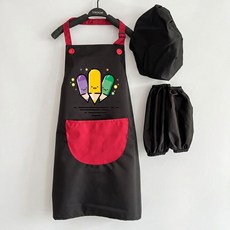 리틀쉐프 유아 앞치마세트 키즈 초등 앞치마 팔토시 두건 세트