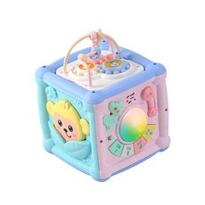 雪倫小舖 兒童六面盒安撫玩具：音樂燈光、手敲琴多功能啟蒙益智玩具, A款(手敲琴款),F, A款(手敲琴款)-F, 1個