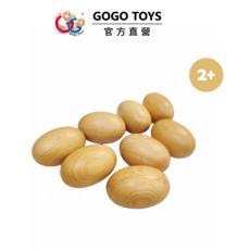GOGO TOYS 木質雞蛋狀沙鈴，適合2歲以上兒童, 原木色, 1個