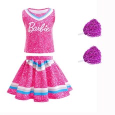 아동 여아 핑크 치어리더 세트 공연의상 댄스복 유치원 어린이집 행사 학예회 반짝이 스커트 세트 110-150