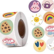 오리 해 무지개 8믹스 원형 롤 스티커 다꾸 500매 OC_0404TG