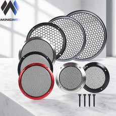 MW 오디오 1.5-6.5인치 알루미늄 자동차 트위터 스피커 그릴 커버 풀 메탈 메쉬 강화 블랙 2개/세트, 01 White, 02 4inch-2PCS