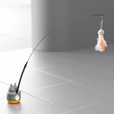 小貓釣魚逗貓棒 360旋轉羽毛逗貓棒 可手持/固定吸盤 貓咪互動自嗨玩具, 1個, 雙面膠 小貓+1小魚