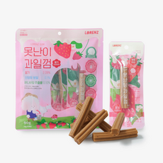 로렌츠 못난이과일껌 강아지 치석 덴탈껌 입냄새제거 개껌, 1개, 90g, 딸기