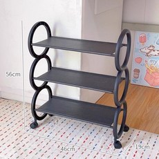 學生宿捨桌下鞋架小型鞋子收納神器省空間簡易鞋盒鞋櫃多層收納架, 1個, 【小號】宿舍鞋架三層-黑色*