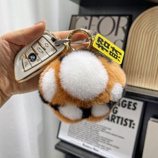 귀여운 리얼 래빗 퍼 자동차 열쇠고리 인형 선물 가방걸이 [호랑이]100% 토끼털, 발톱, 1개