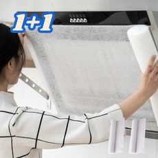 [파라주방] 1+1 주방후드커버 후드필터 대용량 2개 잘라쓰는필터 가스레인지 커버 망 자석+벨크로 세트, 1세트