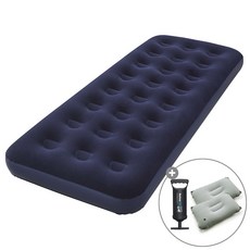 캠프빌리지 베스트웨이 에어매트+베개 2개+펌프 세트, 블루