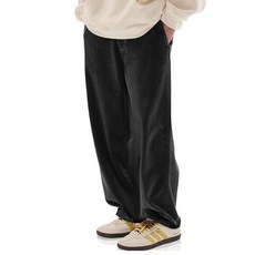 HOTake 남성용 캐주얼 루즈 핏 스트레치 코듀로이 팬츠 블랙. 3XL