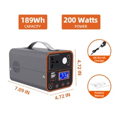 200W 휴대용 발전소 220V AC 콘센트 포함 LED 조명 발전기 저장 에너지 파워 뱅크 야외 캠핑 여행 RV용, 01 220V용, 02 유럽 ​​연합, 01 검정색