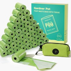 Gardner Pet 티슈가 있는 강아지 배변 봉투 롤 디스펜서가 소나무 향 봉투 티슈 디자인의 누출 방지 반려동물 쓰레기 터치 느낌 감소 36롤 - 288개, 1 Count (Pack of 288), Tissue