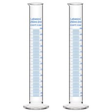 Labasics 2팩 50ml 붕규산 유리 눈금 실린더 측정 실린더, 250 ml